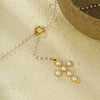 Stainless Steel Cross Pendant With Pearls Electroplated Women's Clavicle Necklace Retro Style