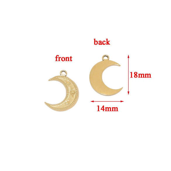 Stainless Steel Cross Pendant With Sun Moon Star Pattern Vintage Style Electroplated Diy Necklace Accessory