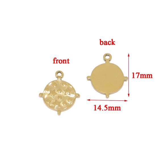 Stainless Steel Cross Pendant With Sun Moon Star Pattern Vintage Style Electroplated Diy Necklace Accessory