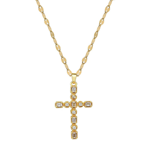 Stainless Steel Cross Zircon Clavicle Chain With Geometric And Cartoon Style