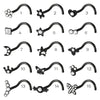 Stainless Steel Crown Heart Shape Nose Ring Sshaped Curved Rod Fivestar Love Czech Diamond Piercing Jewelry Electroplated