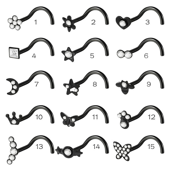 Stainless Steel Crown Heart Shape Nose Ring Sshaped Curved Rod Fivestar Love Czech Diamond Piercing Jewelry Electroplated