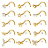 Stainless Steel Crown Heart Shape Nose Ring Sshaped Curved Rod Fivestar Love Czech Diamond Piercing Jewelry Electroplated