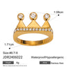 Stainless Steel Crown Rhinestone Ring Geometric Style Electroplated Women's Hand Jewelry
