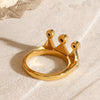 Stainless Steel Crown Rhinestone Ring Geometric Style Electroplated Women's Hand Jewelry