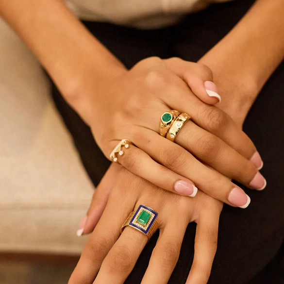 Stainless Steel Crown Rhinestone Ring Geometric Style Electroplated Women's Hand Jewelry