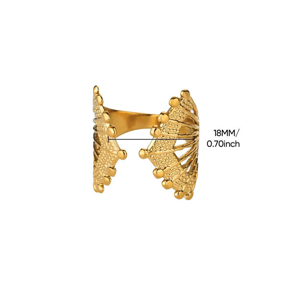 Stainless Steel Crown Ring Electroplating Niche Design Allmatch Opening Adjustable Couple Ring