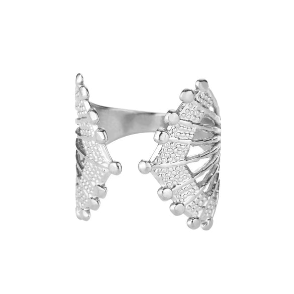 Stainless Steel Crown Ring Electroplating Niche Design Allmatch Opening Adjustable Couple Ring