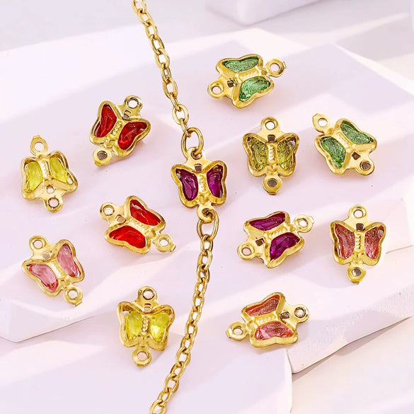 Stainless Steel Crystal Butterfly Pendant Necklace Electroplated Jewelry Accessories