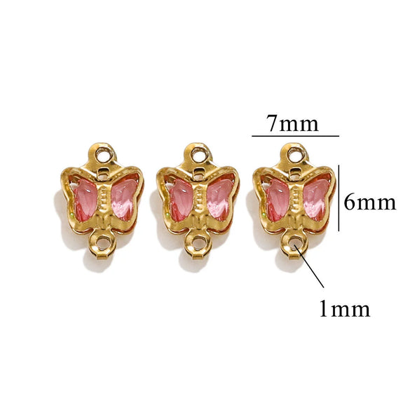 Stainless Steel Crystal Butterfly Pendant Necklace Electroplated Jewelry Accessories