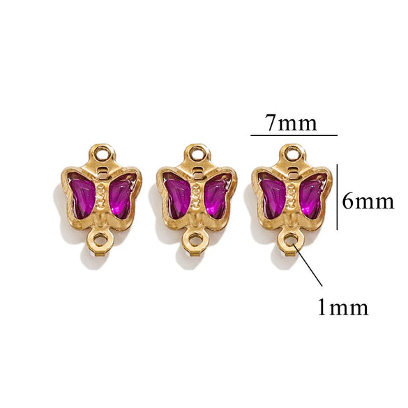 Stainless Steel Crystal Butterfly Pendant Necklace Electroplated Jewelry Accessories