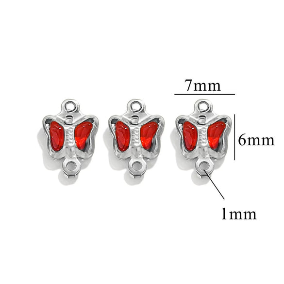 Stainless Steel Crystal Butterfly Pendant Necklace Electroplated Jewelry Accessories
