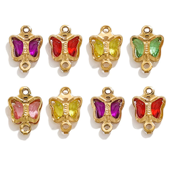 Stainless Steel Crystal Butterfly Pendant Necklace Electroplated Jewelry Accessories
