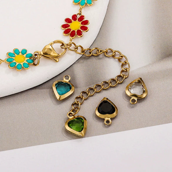 Stainless Steel Crystal Water Drop Pendant Necklace Electroplated Jewelry Accessories Wholesale