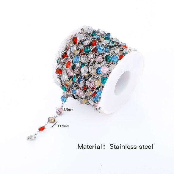 Stainless Steel Crystal Waterproof Chain Jewelry Accessories Bracelet Necklace Furnace Plated With 18K Gold Electroplated