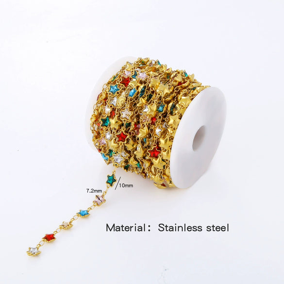 Stainless Steel Crystal Waterproof Chain Jewelry Accessories Bracelet Necklace Furnace Plated With 18K Gold Electroplated
