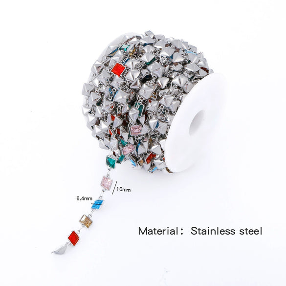 Stainless Steel Crystal Waterproof Chain Jewelry Accessories Bracelet Necklace Furnace Plated With 18K Gold Electroplated
