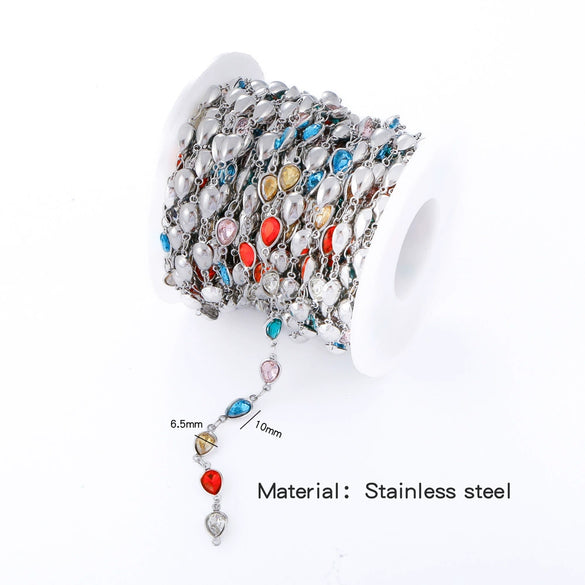 Stainless Steel Crystal Waterproof Chain Jewelry Accessories Bracelet Necklace Furnace Plated With 18K Gold Electroplated