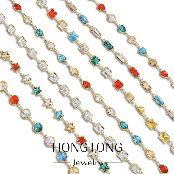Stainless Steel Crystal Waterproof Chain Jewelry Accessories Bracelet Necklace Furnace Plated With 18K Gold Electroplated