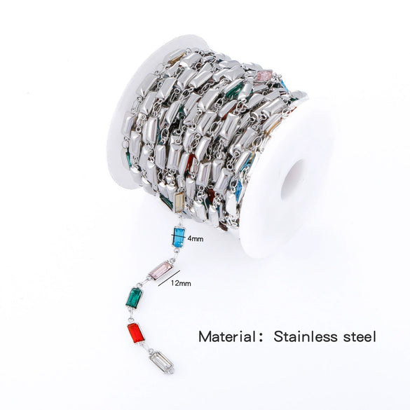 Stainless Steel Crystal Waterproof Chain Jewelry Accessories Bracelet Necklace Furnace Plated With 18K Gold Electroplated
