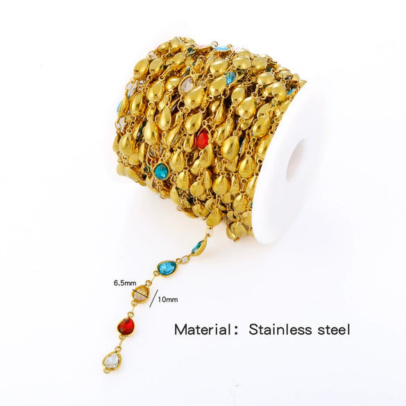 Stainless Steel Crystal Waterproof Chain Jewelry Accessories Bracelet Necklace Furnace Plated With 18K Gold Electroplated