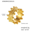 316L Stainless Steel Cshaped Brushed Ball Open Bracelet Fashion Ring Pvd Plated 18K Gold Women's Jewelry