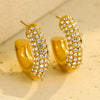 Stainless Steel Cshaped Colorful Zircon Electroplated Women's Earrings