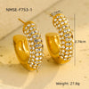 Stainless Steel Cshaped Colorful Zircon Electroplated Women's Earrings