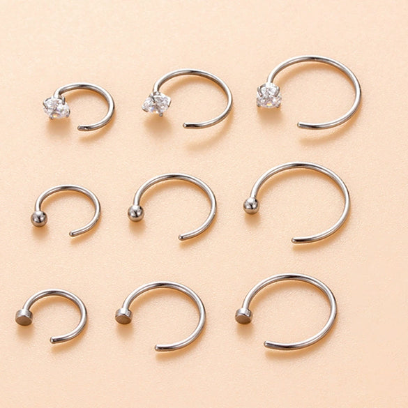 Stainless Steel Cshaped Geometric Nose Ring Jewelry With Electroplating