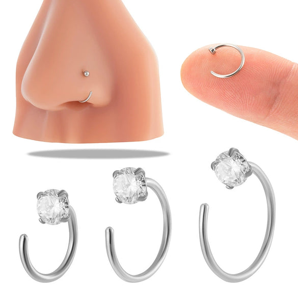 Stainless Steel Cshaped Geometric Nose Ring Jewelry With Electroplating