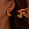 Stainless Steel Cshaped Geometric Wave Retro Fashion Women's Electroplated Earrings