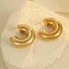 Stainless Steel Cshaped Glossy Fashion Earrings 18K Goldplated