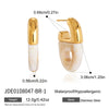 Stainless Steel Cshaped Hoop Earrings With Geometric Pvd Goldplated Design And Titanium Steel Posts For Women