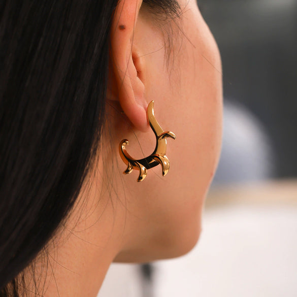 Stainless Steel Cshaped Irregular Hook Geometric Electroplated Women's Earrings