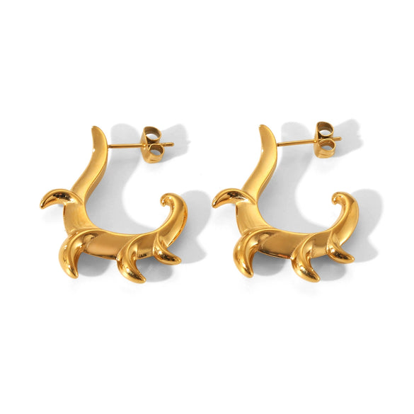 Stainless Steel Cshaped Irregular Hook Geometric Electroplated Women's Earrings