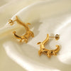 Stainless Steel Cshaped Irregular Hook Geometric Electroplated Women's Earrings
