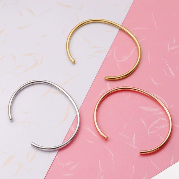 Stainless Steel Cshaped Open Simple Bracelet Jewelry Accessories Electroplated 18K Furnace Gold