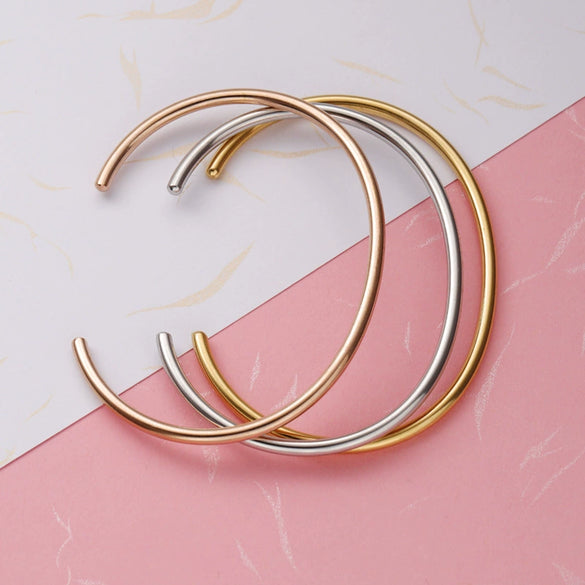 Stainless Steel Cshaped Open Simple Bracelet Jewelry Accessories Electroplated 18K Furnace Gold