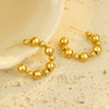Stainless Steel Cshaped Round Beads Earrings Electroplated For Women