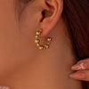 Stainless Steel Cshaped Round Beads Earrings Electroplated For Women
