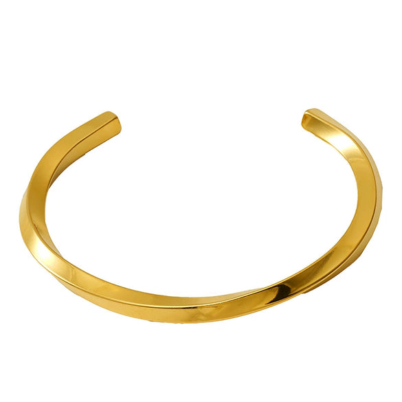 316L Stainless Steel Cshaped Twisted Geometric Opening Adjustable Unisex Couple Bracelet With Electroplating