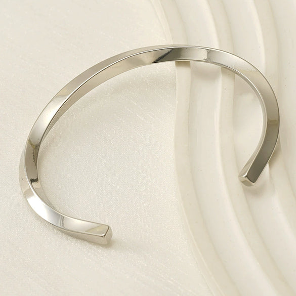 316L Stainless Steel Cshaped Twisted Geometric Opening Adjustable Unisex Couple Bracelet With Electroplating