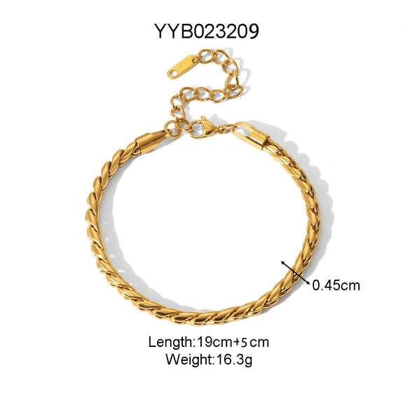 Stainless Steel Cuban Chain Bracelet And Necklace Set With Serpentine Pattern Vacuum Real Gold Electroplated In Pvd Furnace For Unisex