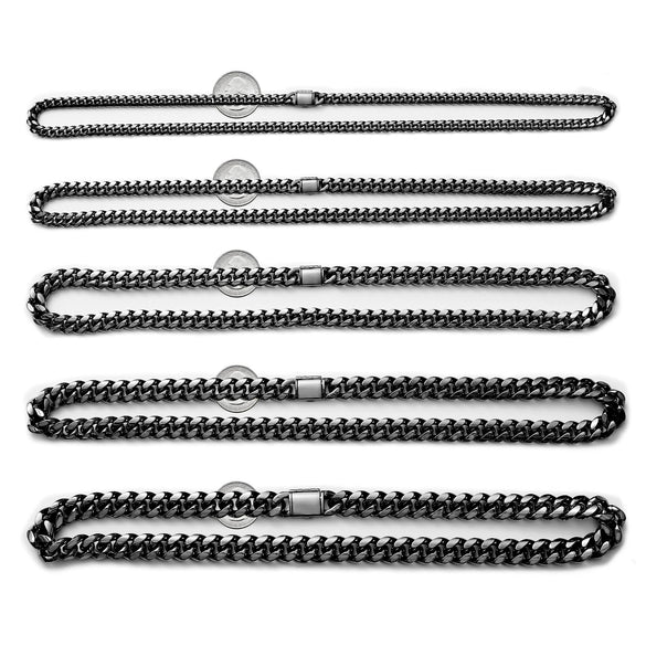 Stainless Steel Cuban Chain Geometric Style Men's Necklace