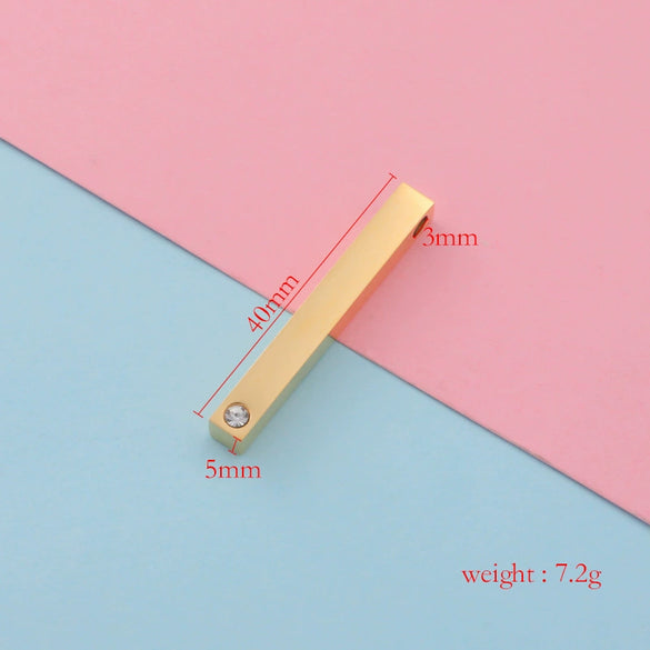Stainless Steel Cuboid Pendant Water Cup Diamond Accessories Stereo Stick With Birthstone Electroplated Smooth