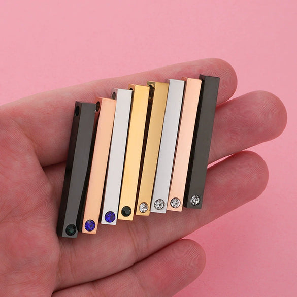 Stainless Steel Cuboid Pendant Water Cup Diamond Accessories Stereo Stick With Birthstone Electroplated Smooth