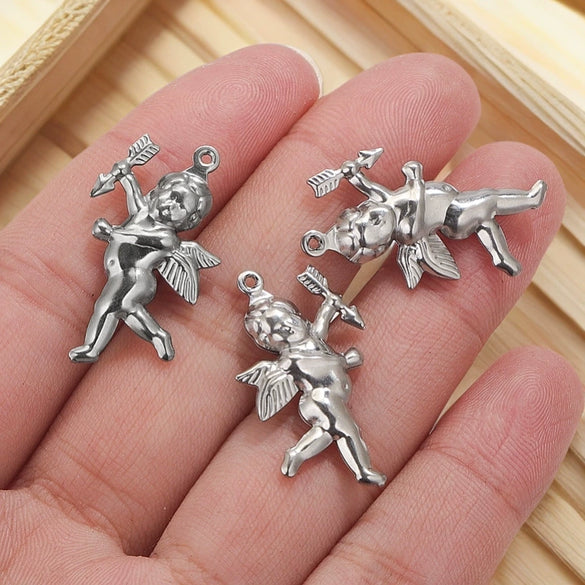 Stainless Steel Cupid Jewelry Pendant Handmade Electroplated Accessories For Necklace And Bracelet