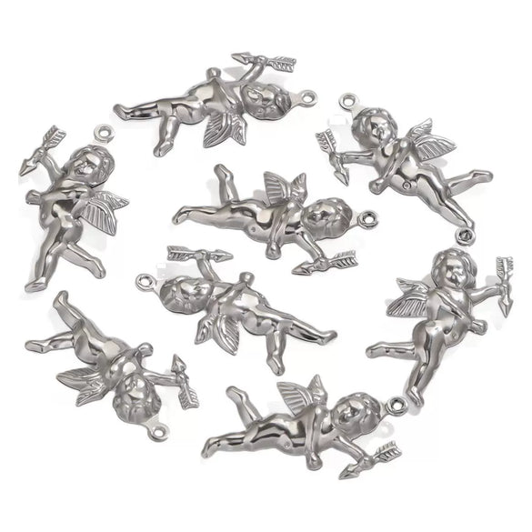 Stainless Steel Cupid Jewelry Pendant Handmade Electroplated Accessories For Necklace And Bracelet
