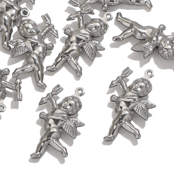Stainless Steel Cupid Jewelry Pendant Handmade Electroplated Accessories For Necklace And Bracelet