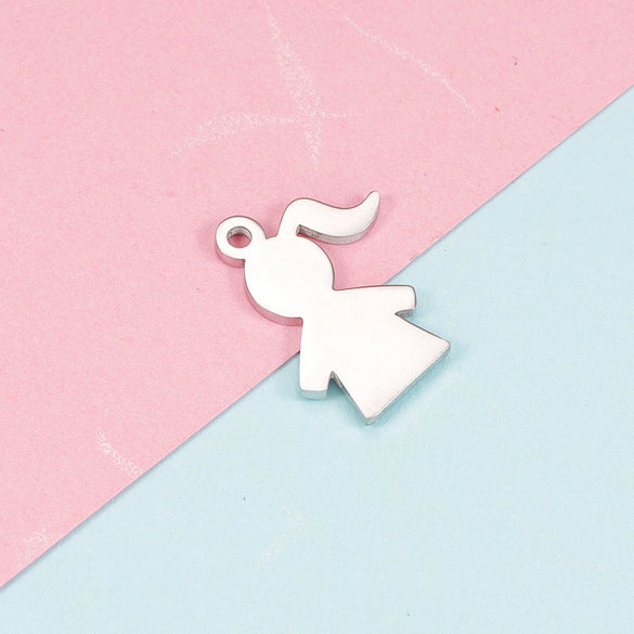 Stainless Steel Cut Cartoon Humanoid Couple Pendant Jewelry Accessories Electroplated